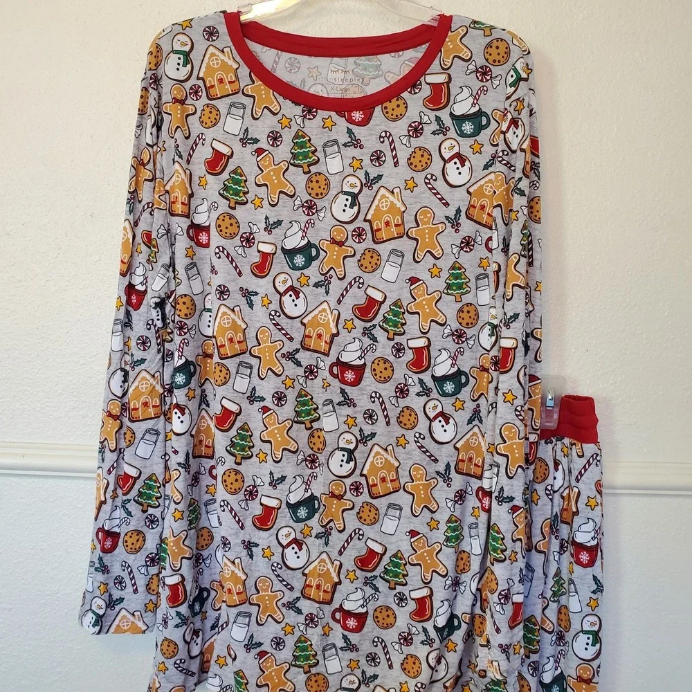 Little Sleepies Gingerbread Holiday Bamboo Pajama Set XL Lunaluxe Christmas PJs